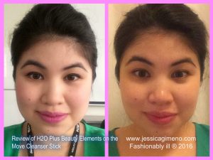 Before and After Washing My Face with H2O Plus Beauty Elements on the Move Cleansing Stick
